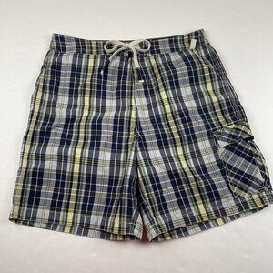 Nautica Boardshorts Swim Trunks Adult Mens 34 Blue Yellow Plaid Bathing Suit